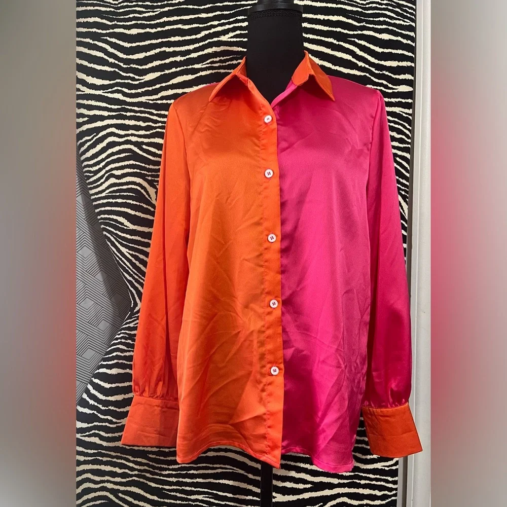 Color-block Blouse Top - Picture 1 of 5